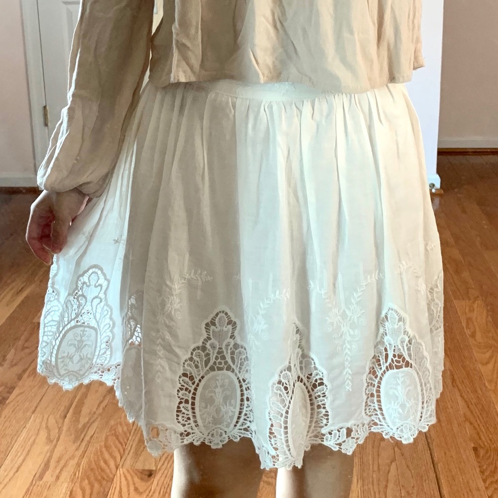 White Embroidered Skirt